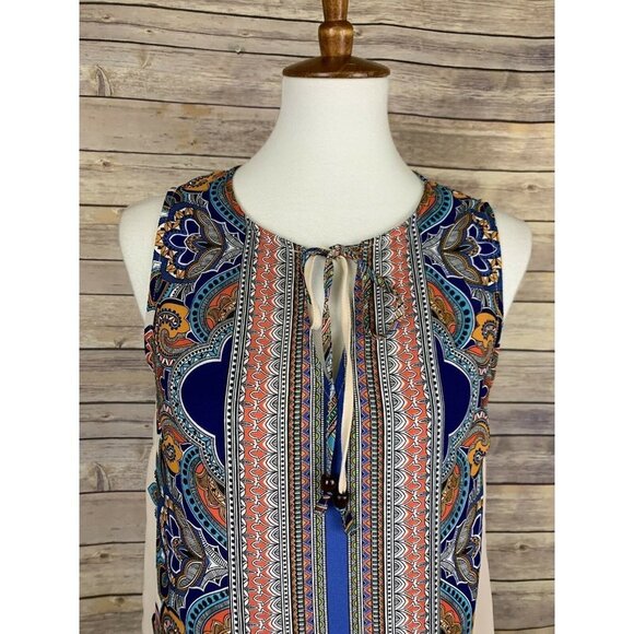 Cynthia Rowley Medium Tie Collar Blouse Boho - Picture 4 of 10